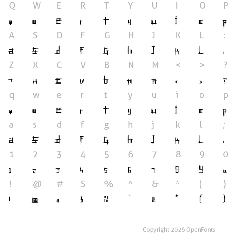 Character Map of Bruised TwentyFive