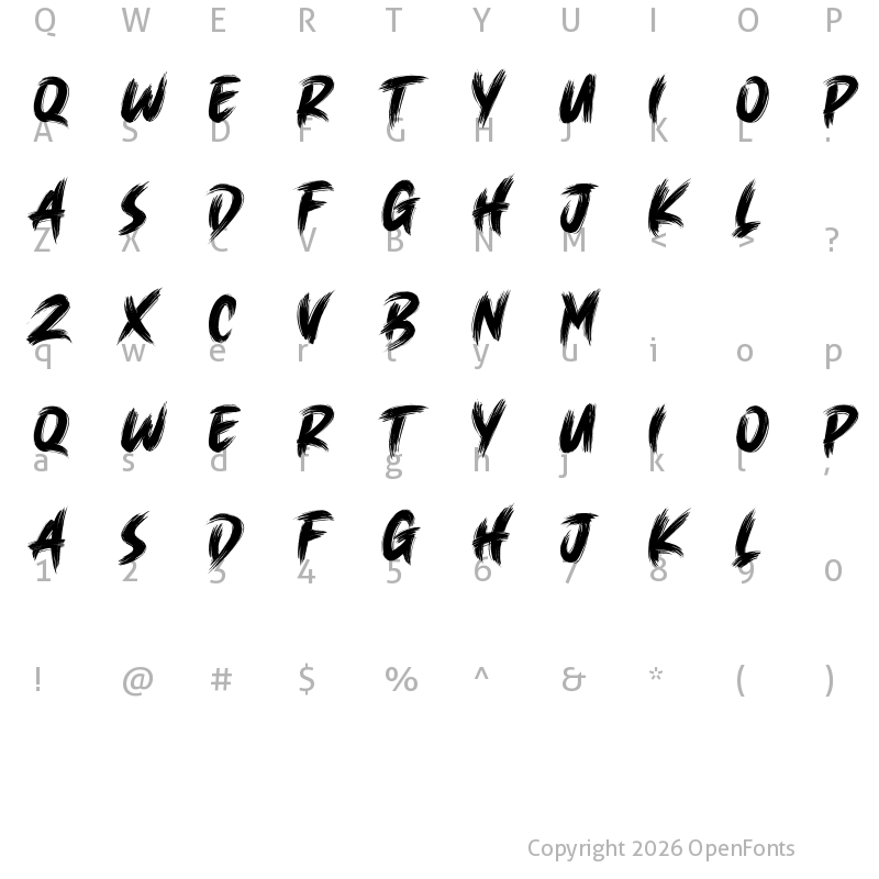 Character Map of Brush King Regular