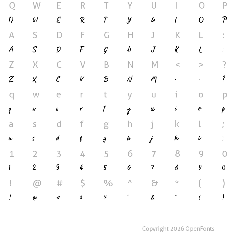Character Map of Brush Marker Regular