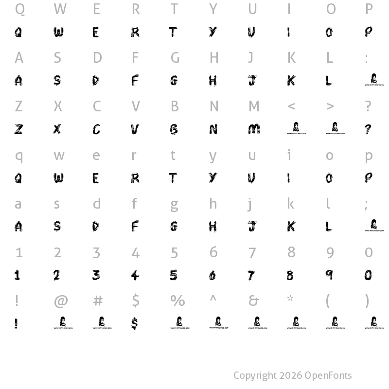 Character Map of Brush Pains Regular