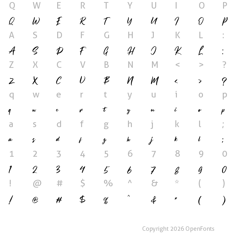 Character Map of Brushter Regular