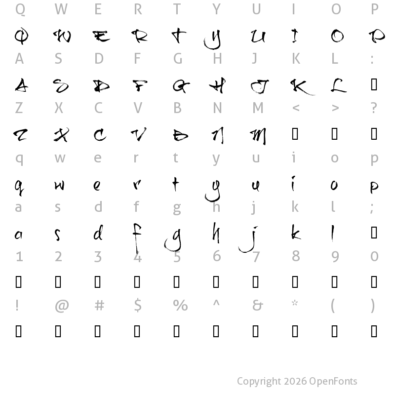 Character Map of brushTip-C brushTip-C