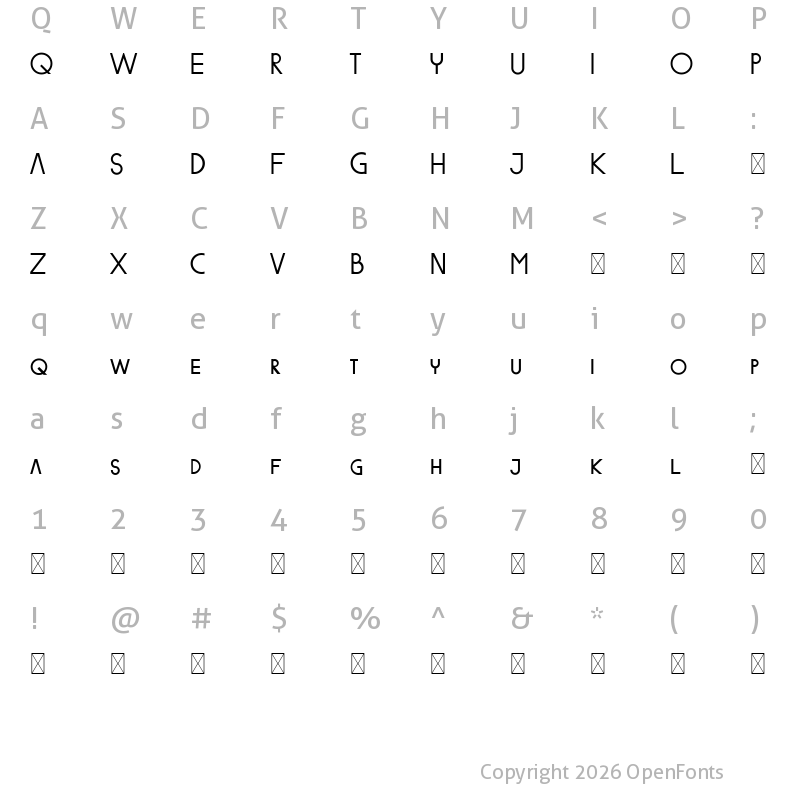 Character Map of Brusly Name Demo Sanserif