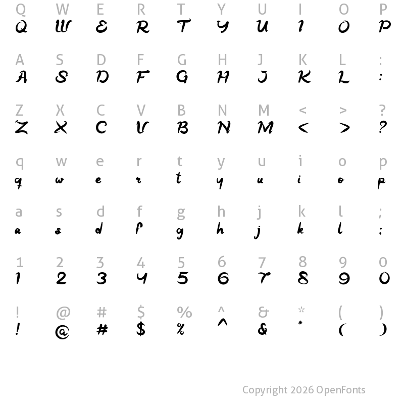 Character Map of Bubble Bee Regular