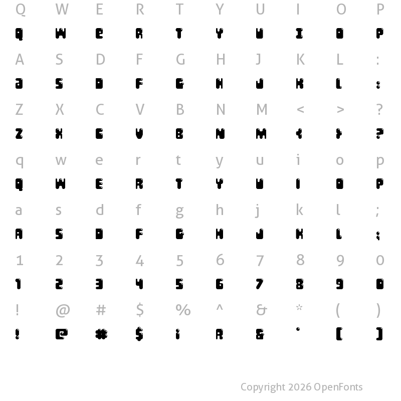 Character Map of Bubble Butt Regular