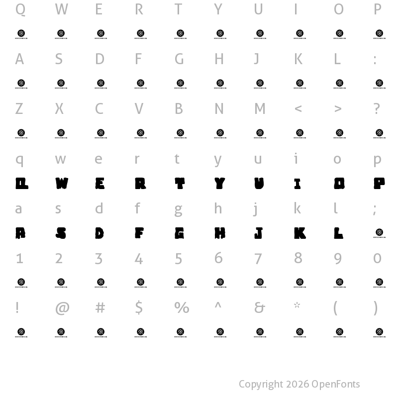 Character Map of Bubble Frum Demo Black