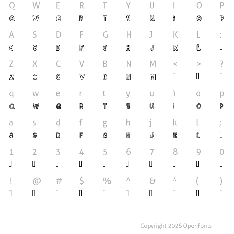 Character Map of Bubble Hatch Regular