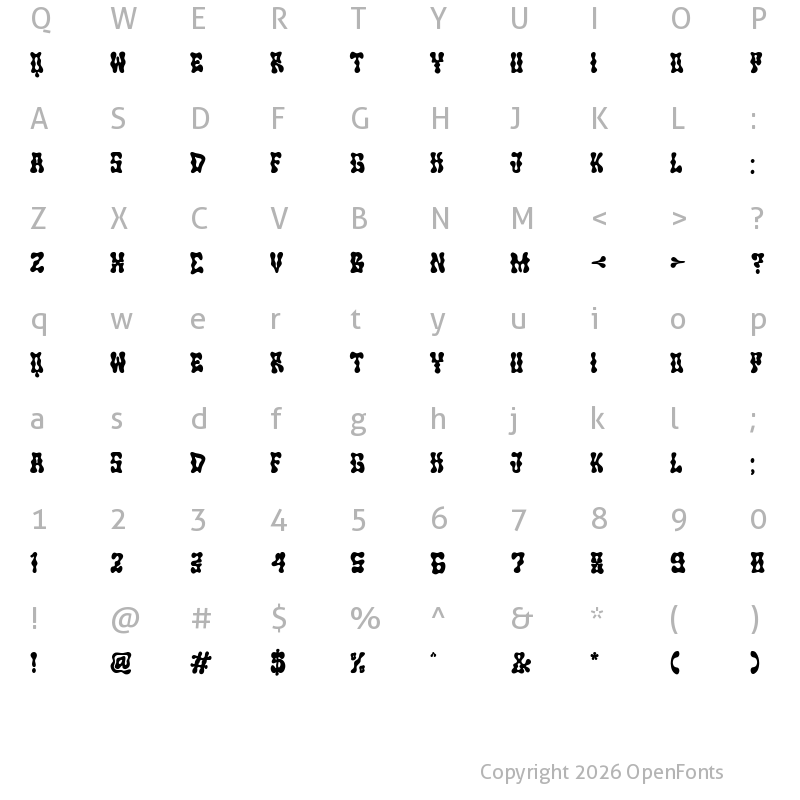 Character Map of Bubble Krabby Regular