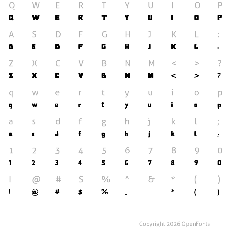 Character Map of BubbleBaZ Medium
