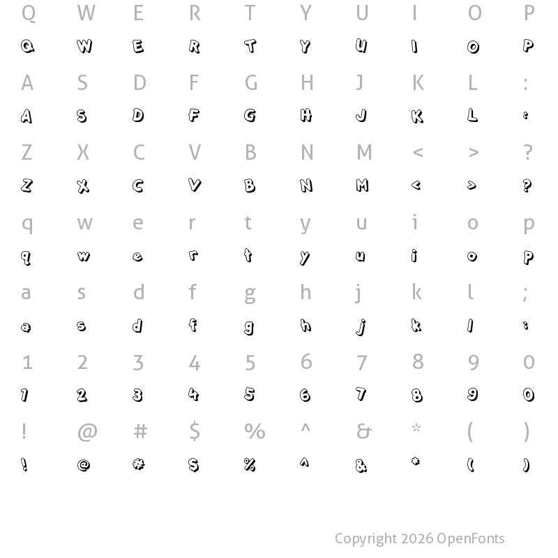 Character Map of Bubblee Kids Shadow Random Regular