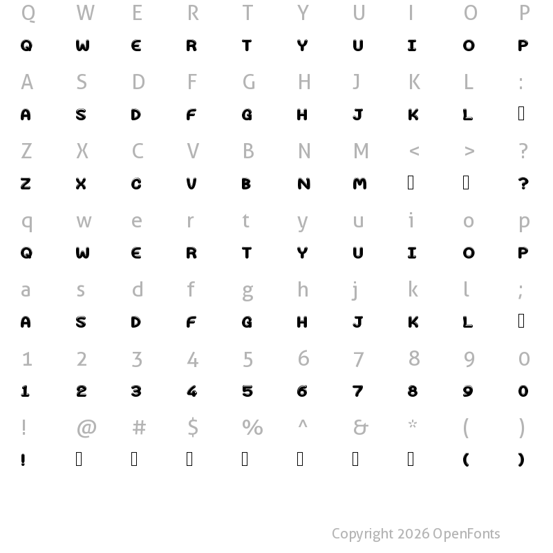 Character Map of Bubblegum Ink Regular