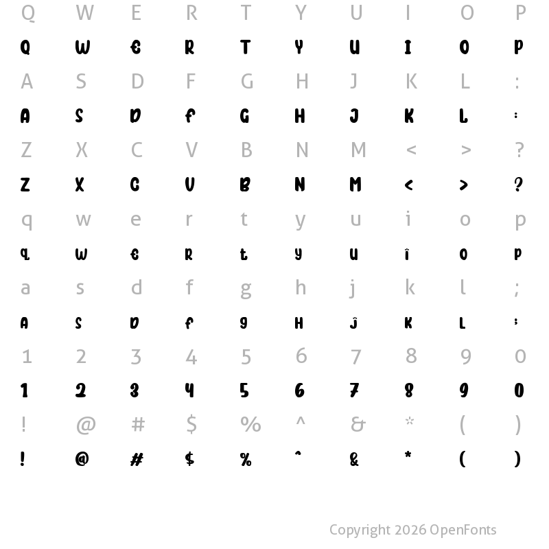 Character Map of Bubblekids Regular