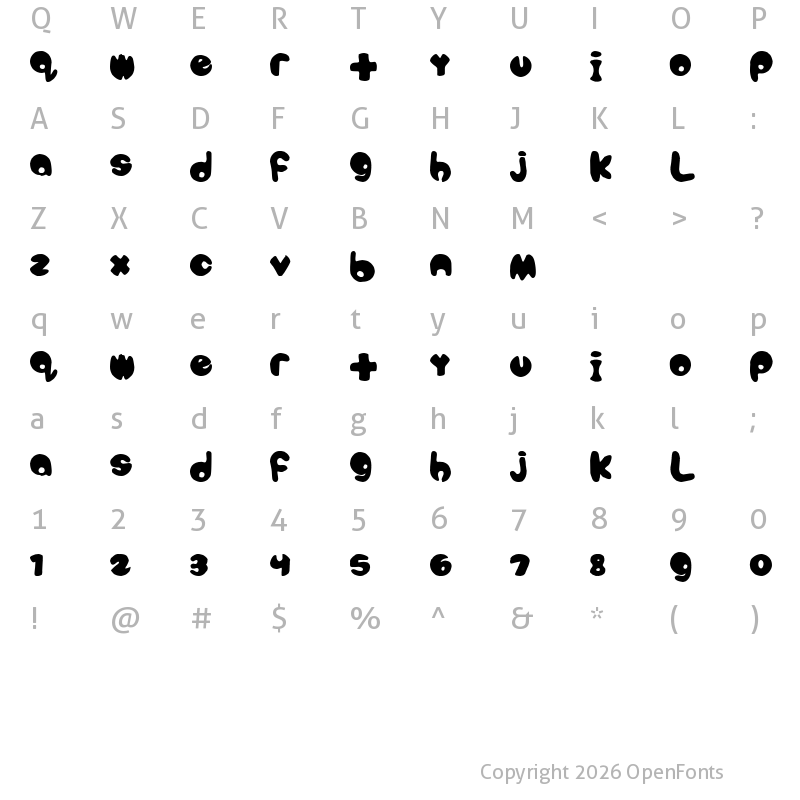 Character Map of bubbletea Regular