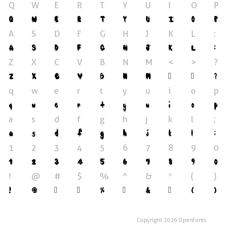 Character Map of Bubblez Regular