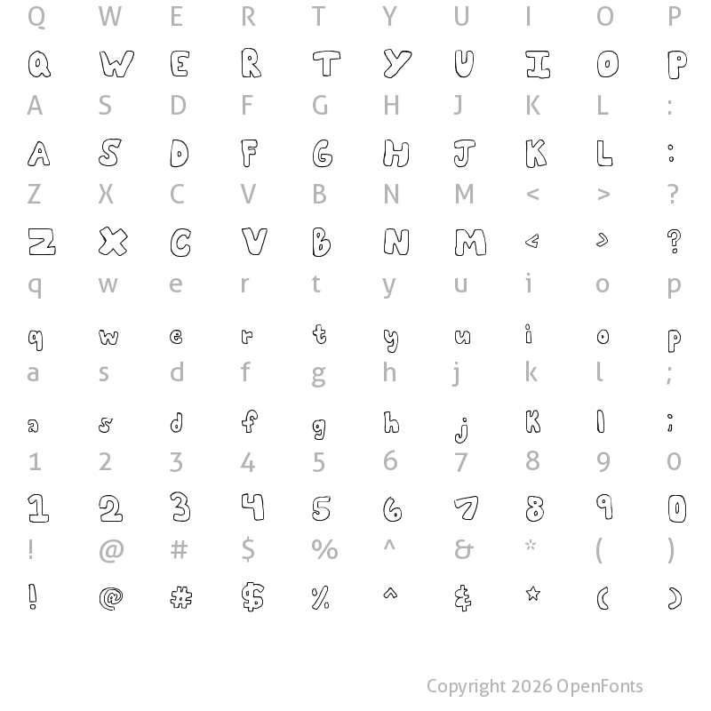 Character Map of bubblii Regular