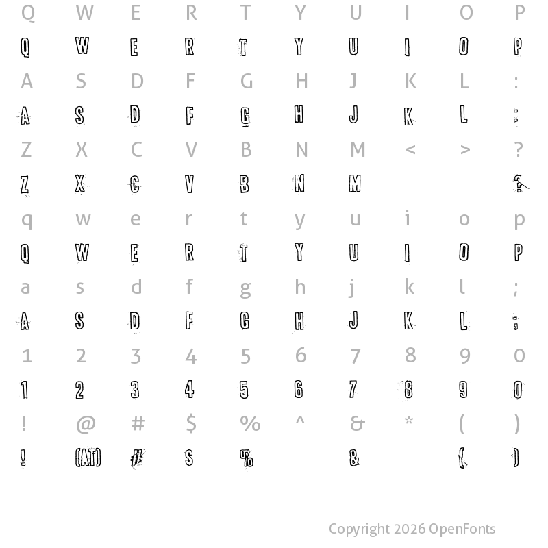 Character Map of Bugebol huomenna Regular