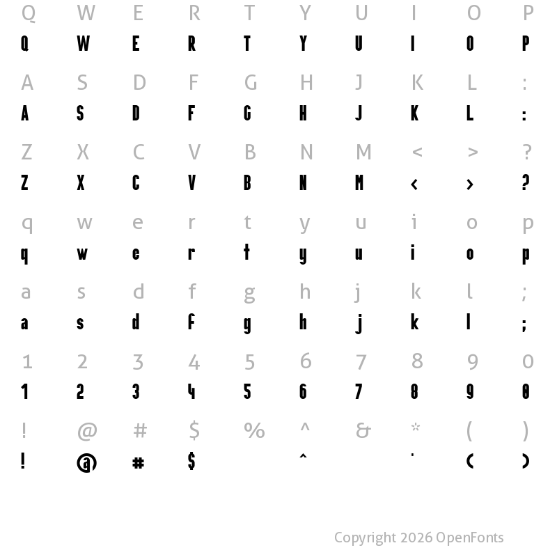 Character Map of build Bold