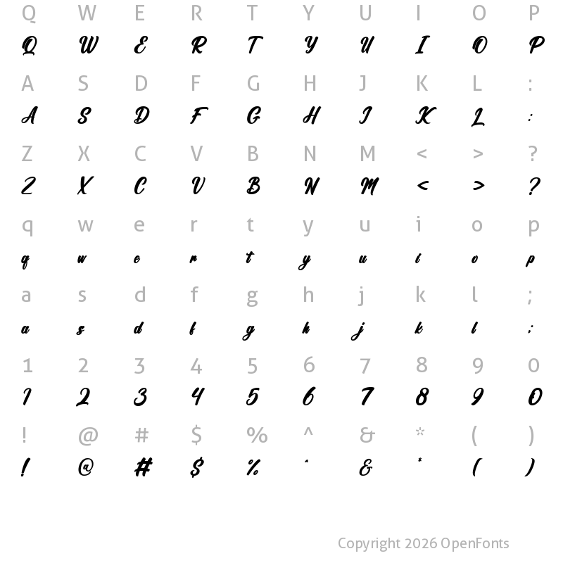 Character Map of Bulgaria Dreams Bold Italic