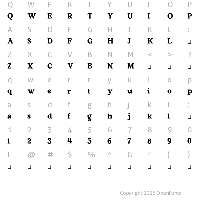 Character Map of Bulgaria Ligatura Regular