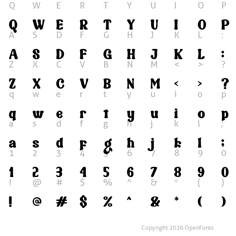 Character Map of Bulgia Regular