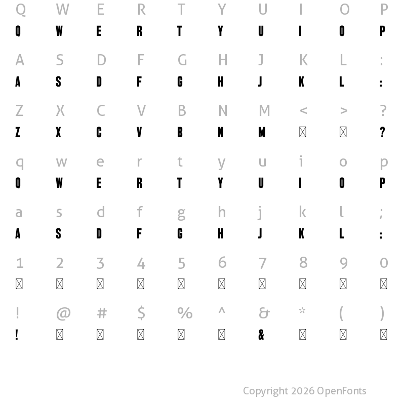Character Map of Bulletin Gothic Regular