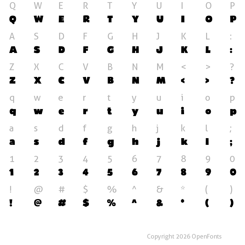 Character Map of Bumpo Regular