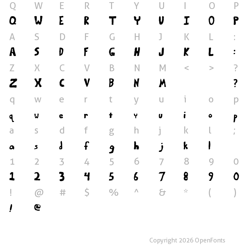 Character Map of Bumpy Road Regular