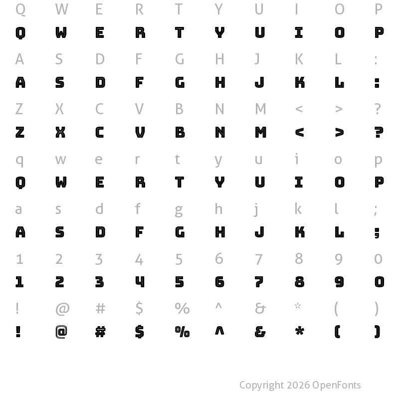 Character Map of Bungee Inline Regular