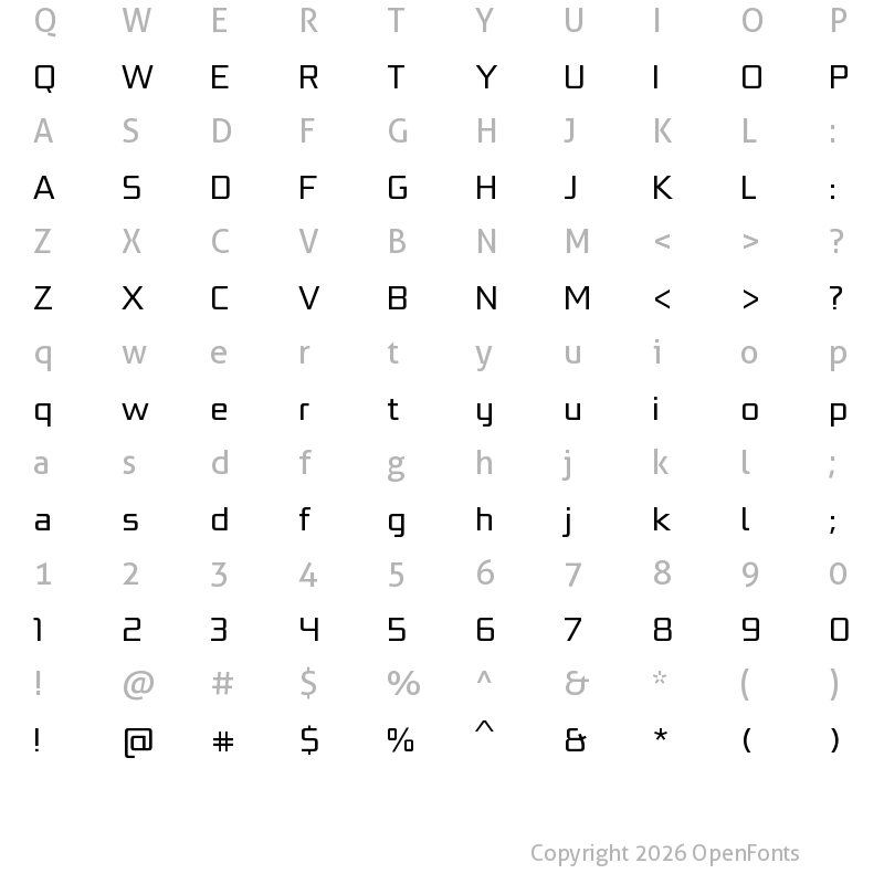 Character Map of BunkenTechSansW01-Book Regular