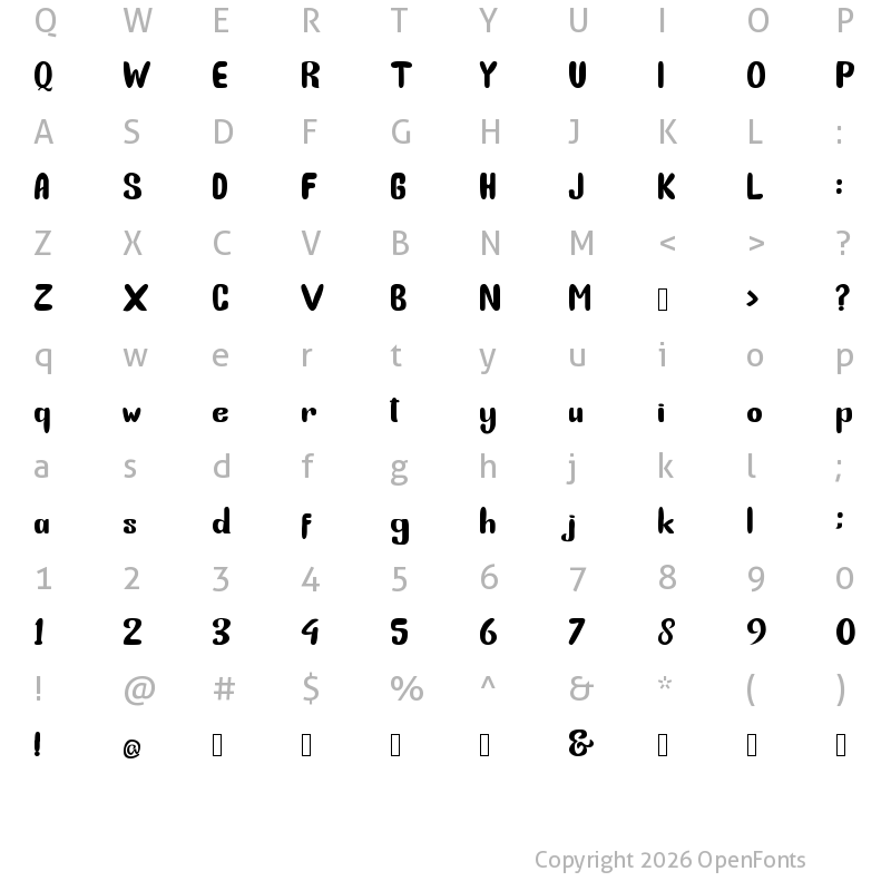 Character Map of Bunny Funny Regular