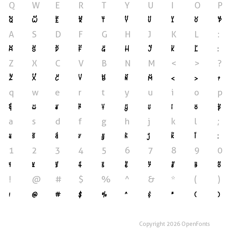 Character Map of Bunny Hopper Ear Regular