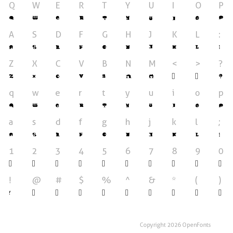 Character Map of Bunolagus Magica Regular