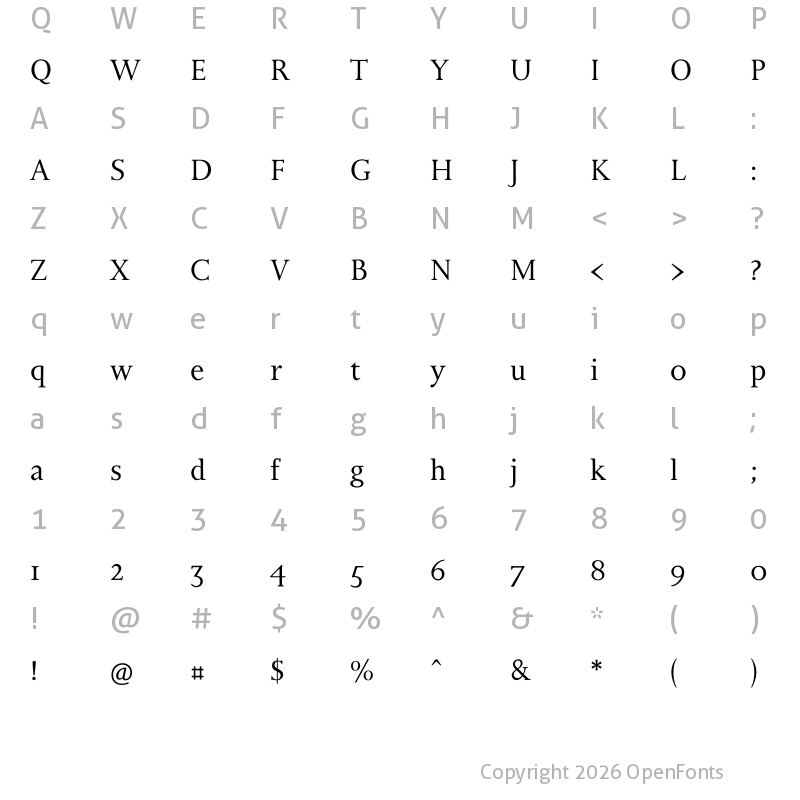 Character Map of Bunyan Pro Regular