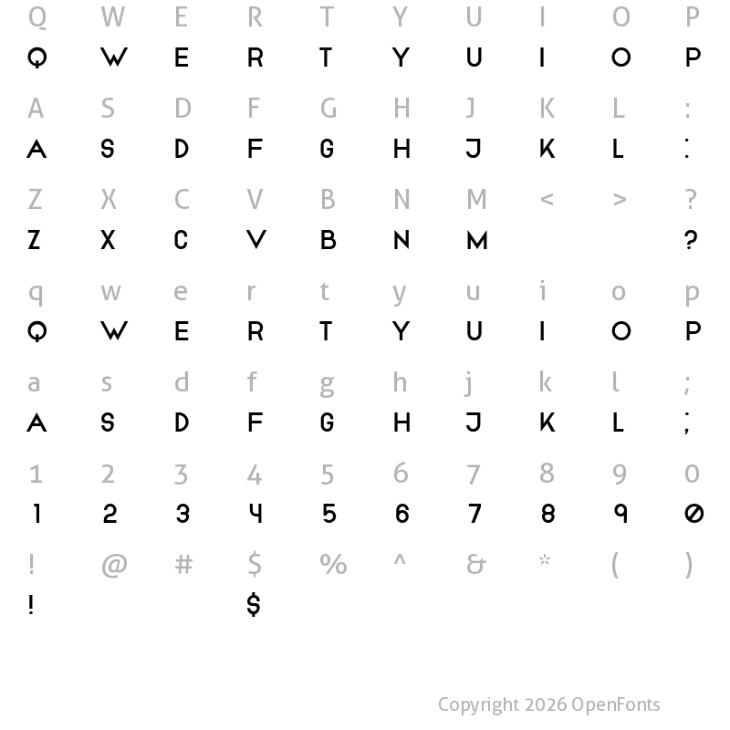 Character Map of Bureau Regular