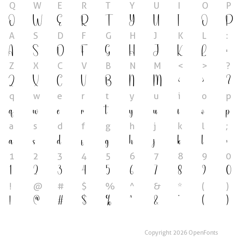 Character Map of Burgundy Regular