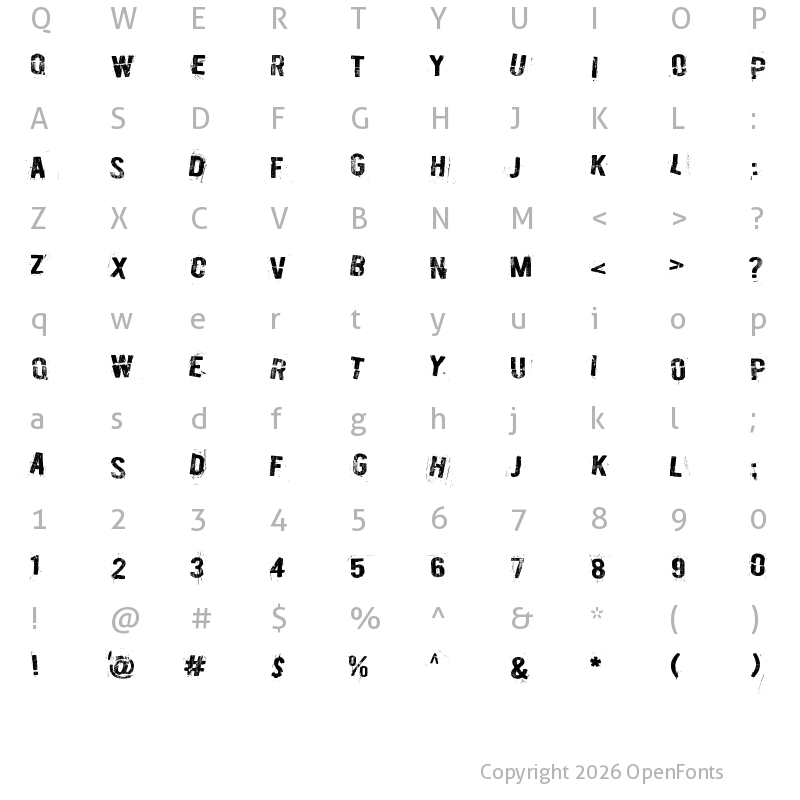Character Map of Burn out, fade away Regular