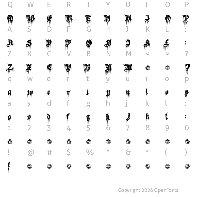 Character Map of Burn The Witch Regular
