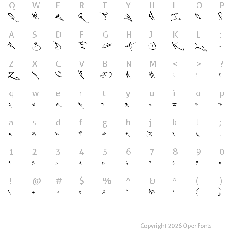 Character Map of Burntsreg Regular