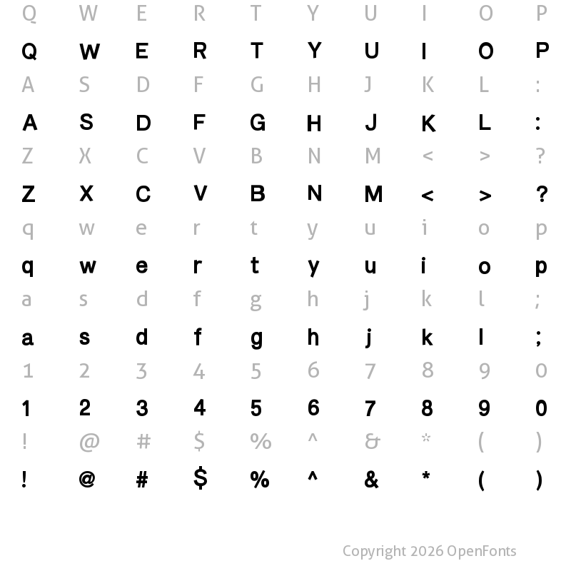 Character Map of Burvetica Thick NC Regular