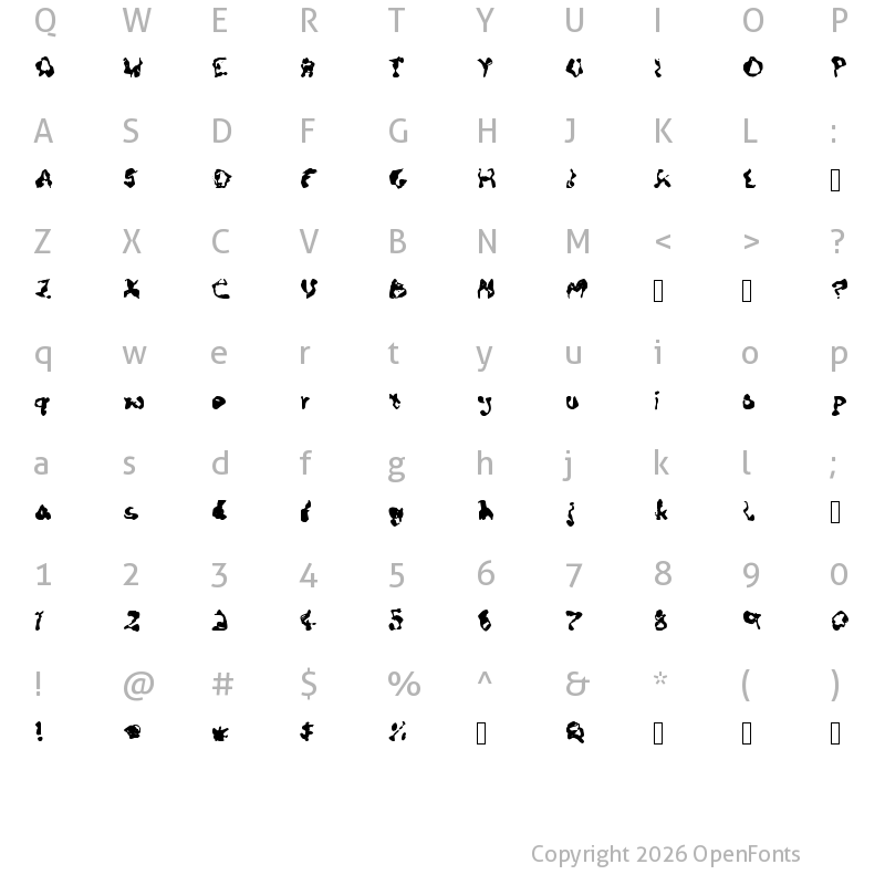 Character Map of Busted Pen Regular