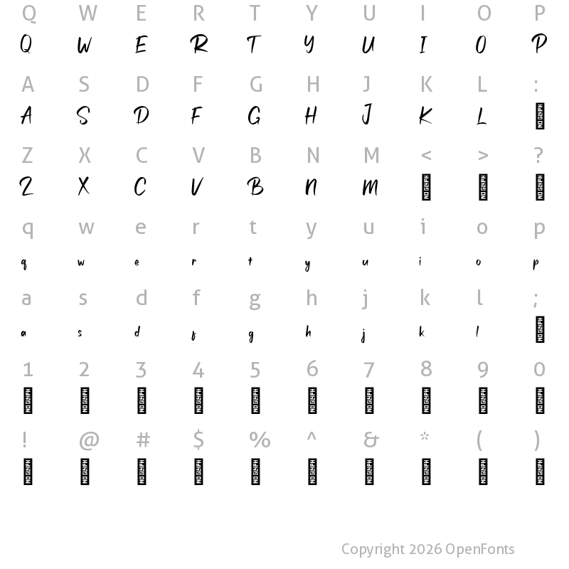 Character Map of Busten Regular