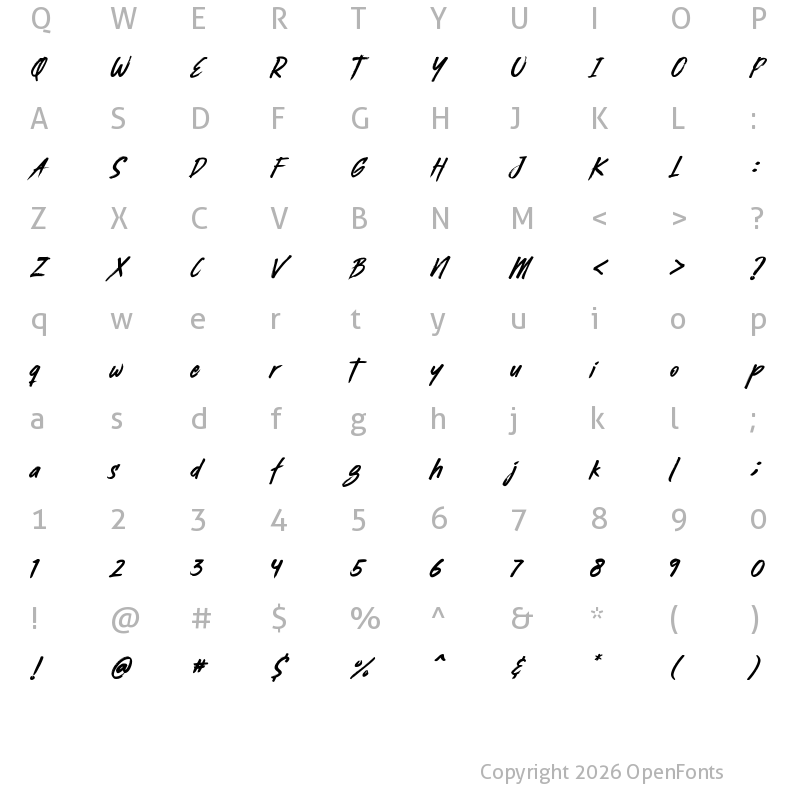 Character Map of Busther Regular