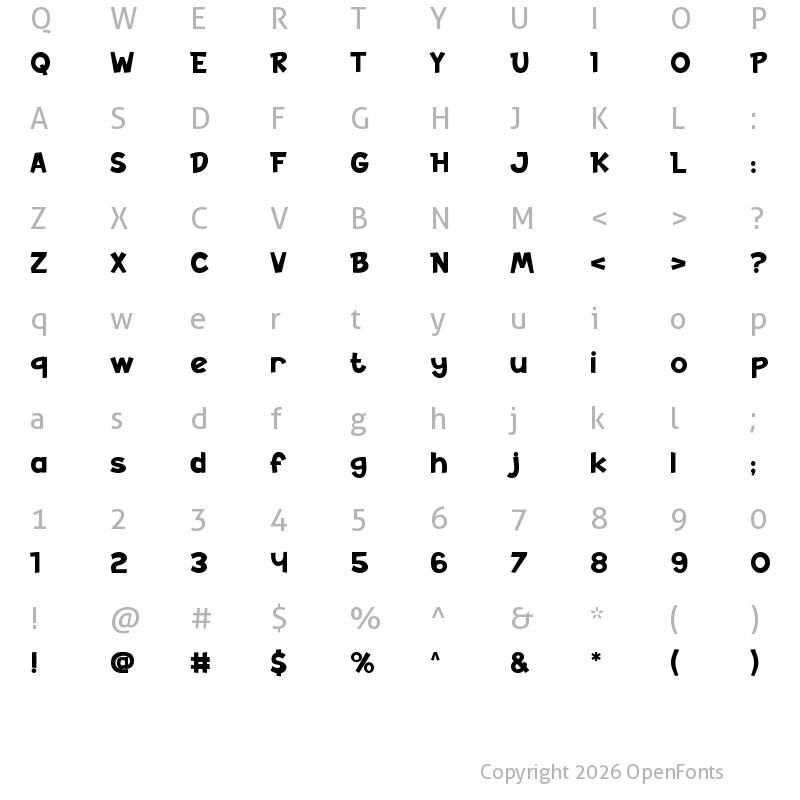 Character Map of Busy-Bee Regular