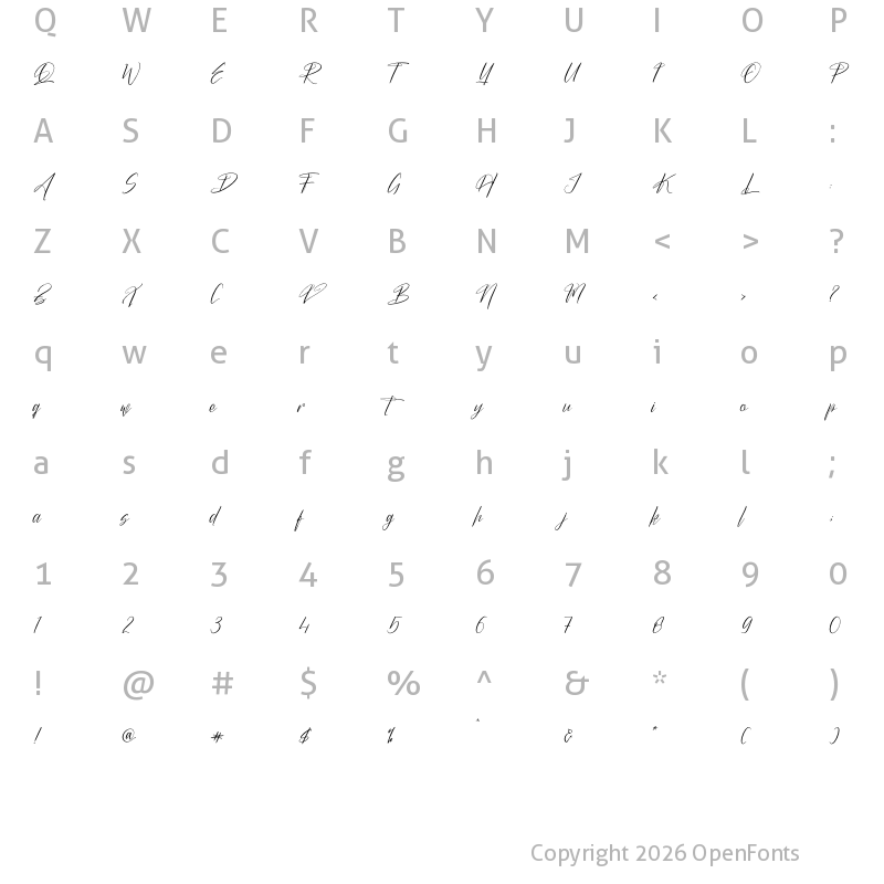 Character Map of Butnekia Regular