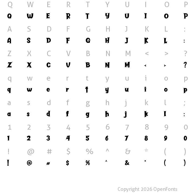 Character Map of Butter Haunted Regular