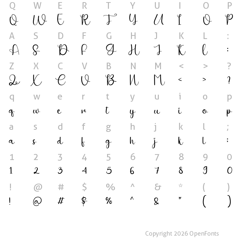 Character Map of Butter Signature Regular