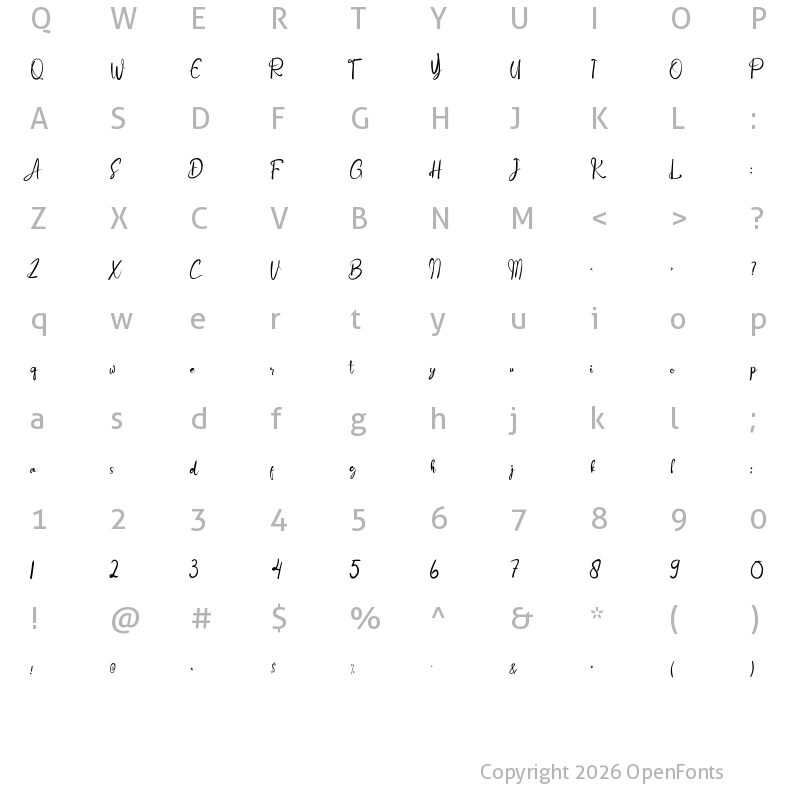 Character Map of Butterfuul Regular