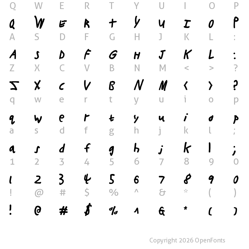 Character Map of Buttons the Bear Regular