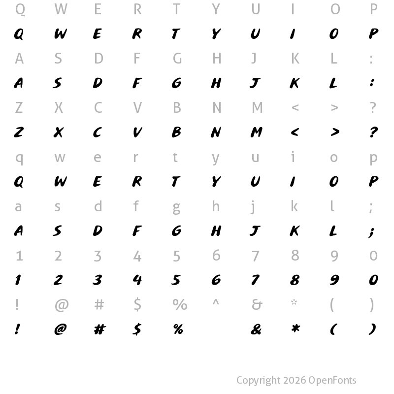 Character Map of Buvard Regular