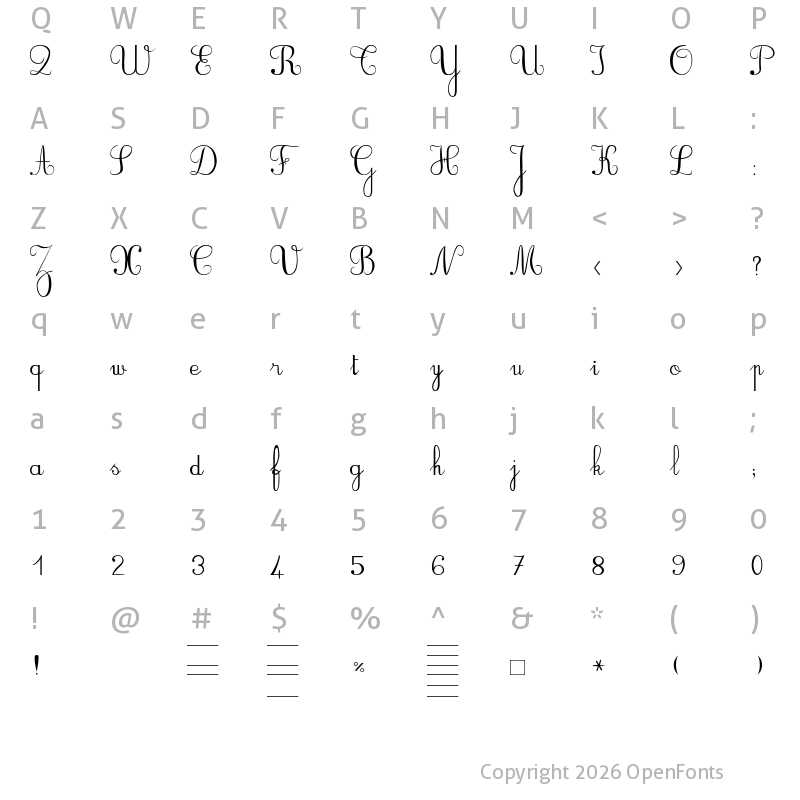 Character Map of BV_Rondes2 Italic